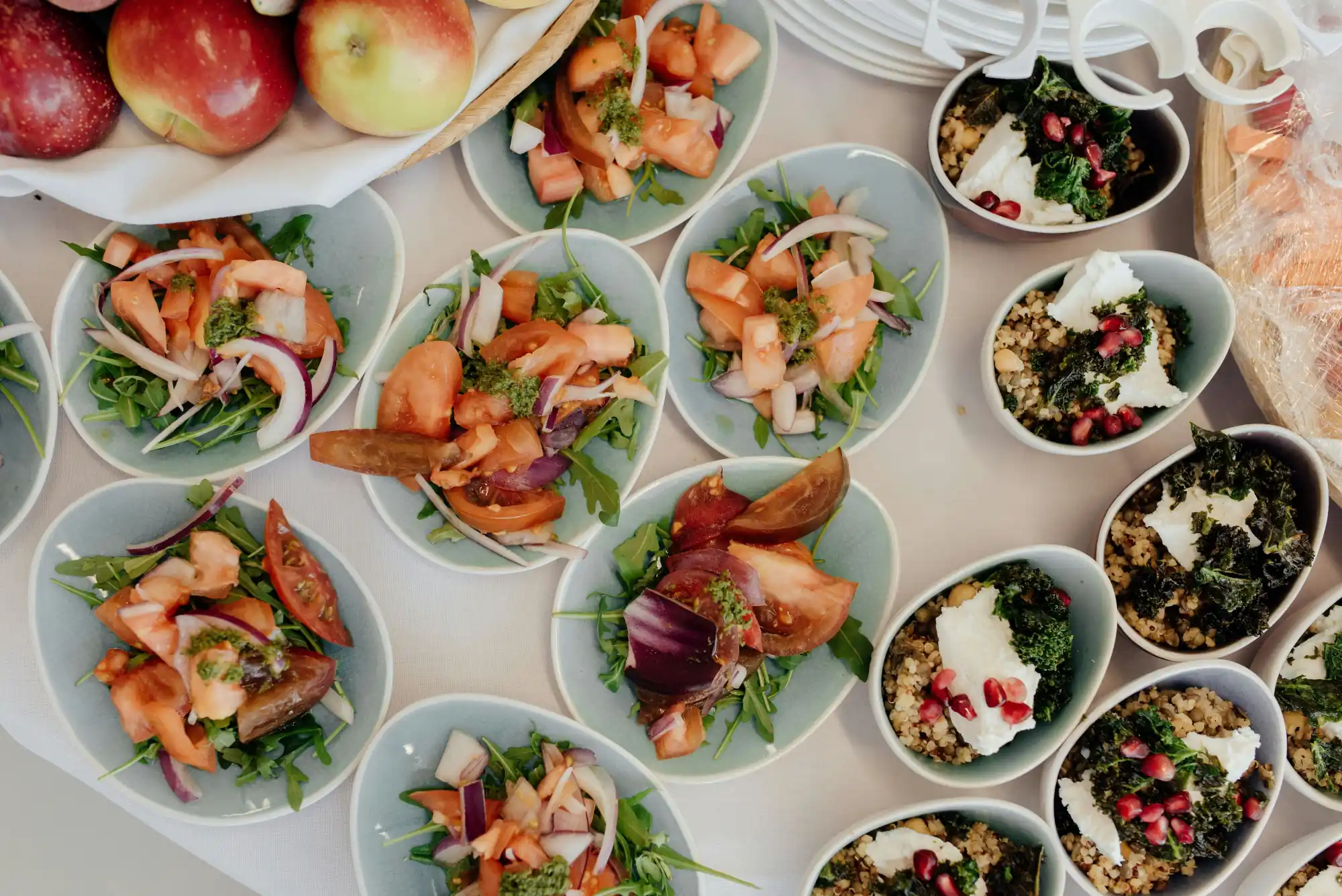 Corporate full-service catering NYC buffet setup for business event in Manhattan office