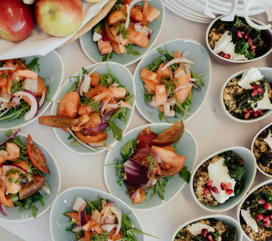 Corporate full-service catering NYC buffet setup for business event in Manhattan office